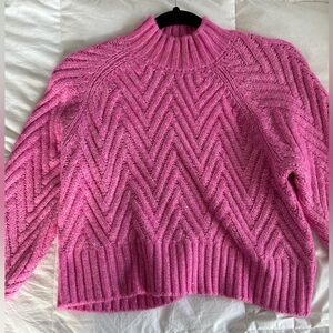 Pink Chevron Knit Sweater